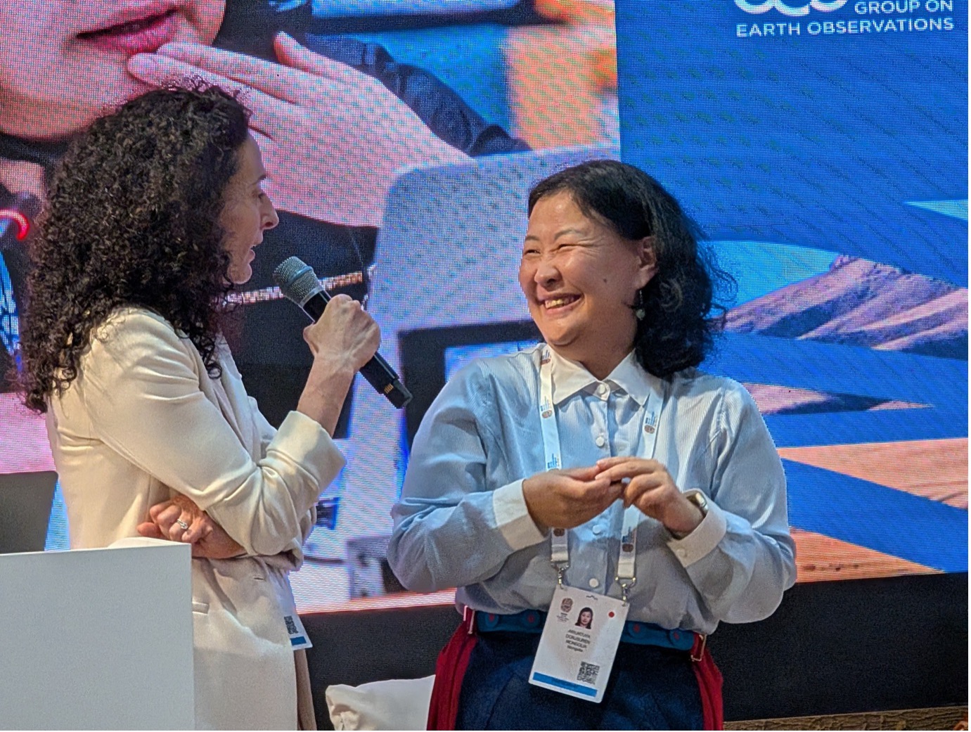 Yana Gevorgyan and Ariuntuya Dorjsuren, representing Mongolia and the UN Convention to Combat Desertification COP17 Presidency Office.